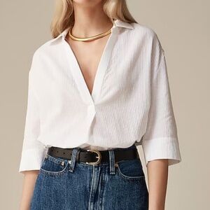 NWT J. Crew White Popover shirt in airy gauze SZ Various